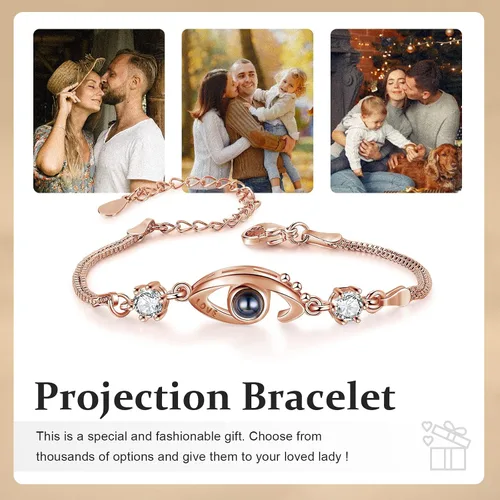 Miniatura 5 de Pulsera de proyección de fotos, pulsera personalizada con imagen en el interior, pulsera de fotos personalizada para parejas, amigas y mujeres