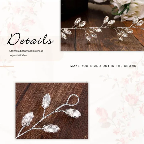 Miniatura 6 de JAKAWIN Novia Rhinestone boda pelo vid cristal pieza de pelo nupcial accesorio para el cabello para mujeres y niñas HV190
