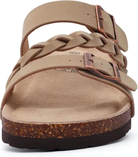 Miniatura 4 de KIDMI Sandalias con plantilla de corcho para mujer con soporte de arco, cómodas sandalias deslizantes con hebilla ajustable para el verano