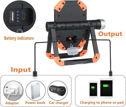 Miniatura 4 de sunzone Luz de trabajo LED recargable, foco de luz de inundación portátil 2 en 1 iluminación para sitio de trabajo con bases magnéticas, luz LED