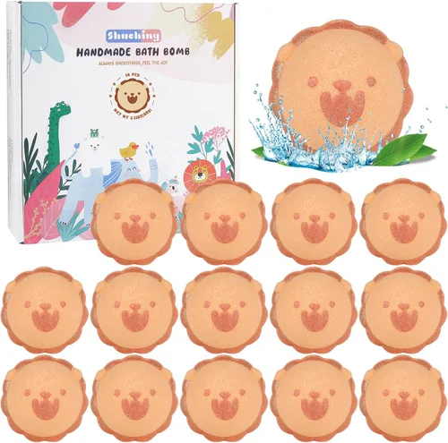 Miniatura 7 de SHUCHING 14 bombas de baño de animales coloridos para niños, bolas de baño de burbujas orgánicas para niños pequeños, juego de regalos de cumpleaños