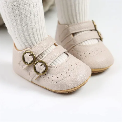 Miniatura 3 de Meckior - Zapatos bajos y livianos para bebés estilo Mary Jane con suela suave y lazo decorativo para vestidos de princesa o bodas para niñas que