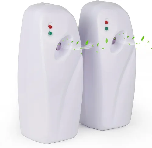 Dispensador automático de ambientador en aerosol, paquete de 2, ambientadores automáticos montados en la pared/de pie para uso doméstico y