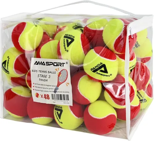 Miniatura 9 de AMA SPORT Pelotas de tenis para niños 25%-50%-75% de baja compresión para niños, pelotas de tenis para principiantes, entrenamiento juvenil, pelota