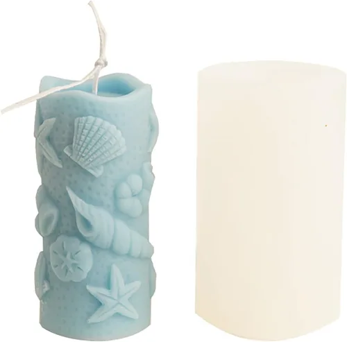 Miniatura 5 de Moldes de cilindro de concha de silicona para resina, jabón y fabricación de velas - Molde artesanal de estrella de mar, concha, mariscos y más