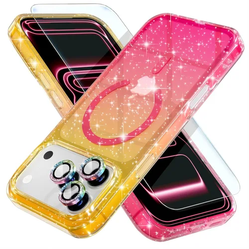 Miniatura 16 de Choiche Funda magnética para iPhone 15 Pro Max, funda transparente con purpurina brillante para mujer
