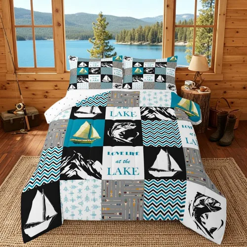 Miniatura 35 de Erosebridal Juego de edredón de ancla náutica, juego de ropa de cama con brújula oceánica, tamaño individual para niños, adolescentes y adultos