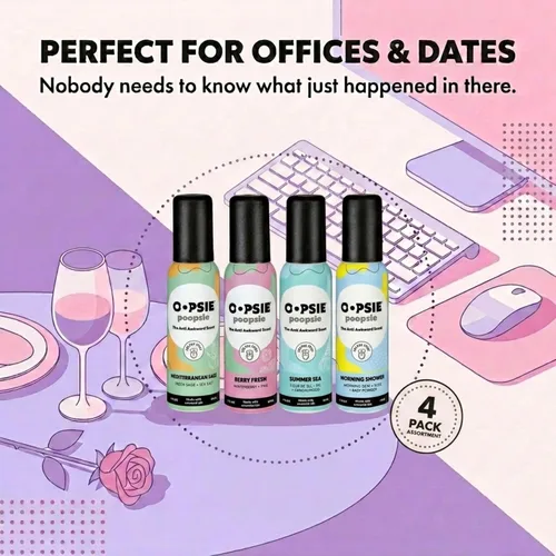 Miniatura 6 de Oopsie Poopsie Aerosol para inodoro – Antes y después de ir – Spray neutralizador y eliminador de olores de baño, tamaño de viaje con aceites