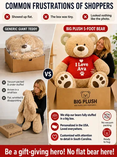 Miniatura 6 de Big Plush Oso de peluche personalizable gigante de 5 pies premium suave, peso 17 libras en caja grande, no envasado al vacío