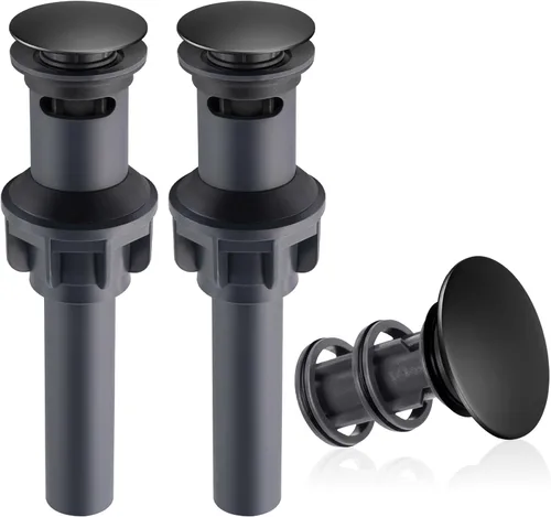 Miniatura 9 de Hibbent Paquete de 2 Desagües de Lavabo de Baño de Metal con Rebosadero, Tapón Emergente Desmontable, Colador de Lavabo de Tocador de Acero Acabado