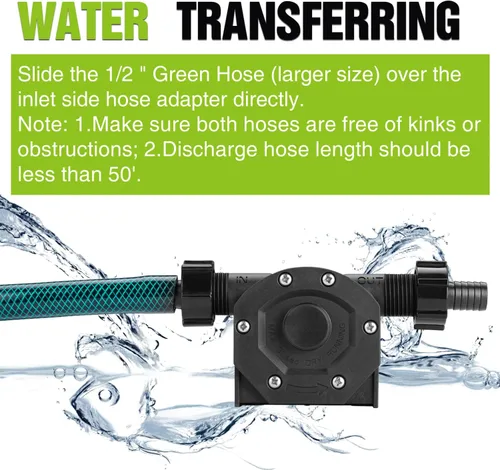 Miniatura 3 de TRUPOW Mini kit de bomba de taladro de transferencia de agua manual con manguera de agua y manguera de aceite para transferencia de líquidos de Negro