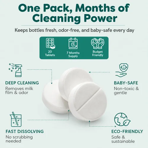 Miniatura 4 de Tabletas descalcificadoras para lavadora y calentadores de botellas (20 unidades) – Tabletas descalcificadoras, elimina los residuos de leche de cal