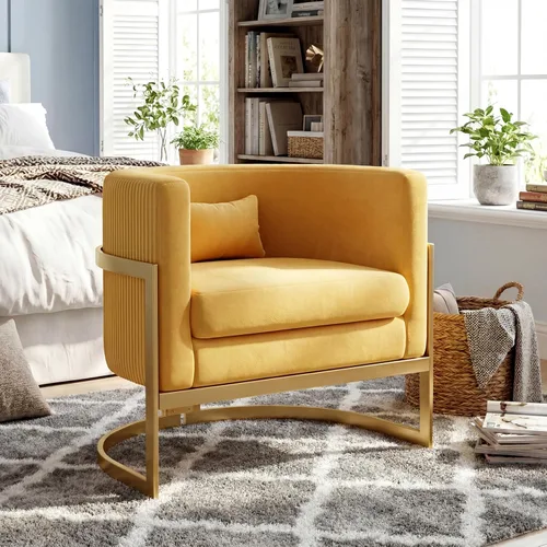 Miniatura 9 de Silla Decorativa Moderna de Cuero Sintético, Silla de Brazos Moderna y Confortable, Silla de Sofá Individual Tapizada para Sala de Estar