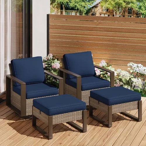Miniatura 24 de Sofá de Mimbre Metálico para Patio de 75", Sofá Sillón de Ratán para Exteriores de 3 Asientos para Todo Tipo de Clima con Cojines Premium