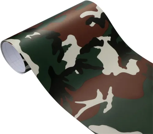 Miniatura 8 de Queenbox Rollo de vinilo autoadhesivo para automóvil, diseño de camuflaje militar, 11.8 x 39.4 in, hecho a mano, amarillo militar