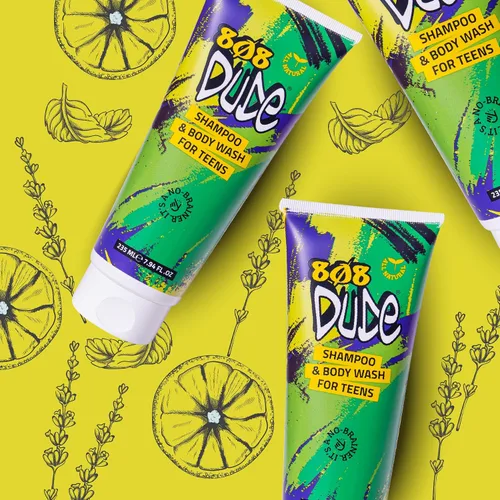Miniatura 8 de 808 Dude Champú y gel de baño para adolescentes, niños y hombres Ingredientes puros naturales y orgánicos Elimina el olor corporal y los brotes