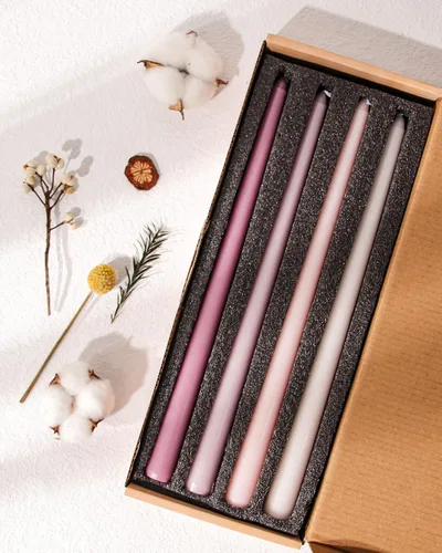 Miniatura 5 de Viyffo - Velas cónicas de 12 pulgadas rosa con un toque púrpura, juego de 4, sin aroma, inodoras, largas y altas, para candelabros, velas cónicas