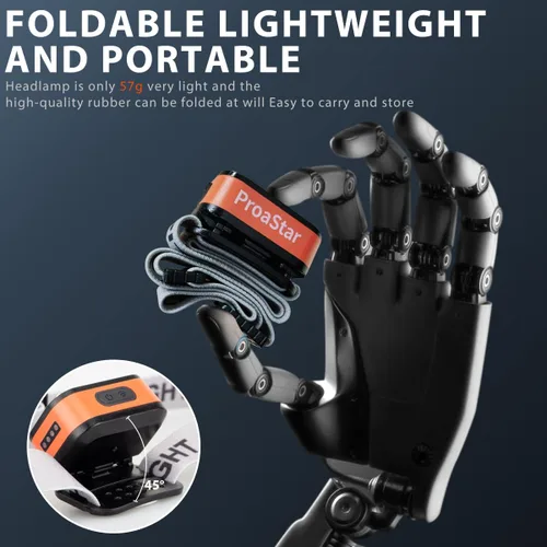 Miniatura 5 de Faro recargable 2 unidades, luces de cabeza superbrillantes para la frente, 5 modos de luz de cabeza impermeable con sensor de movimiento, linterna
