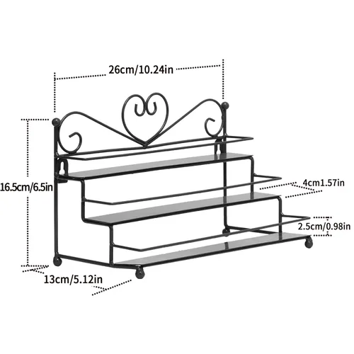 Miniatura 3 de Dazone Estante de metal montado de 3 niveles para esmalte de uñas, estante de pared, aceites esenciales, organizador de perfumes (negro)