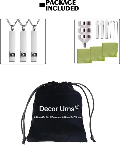 Miniatura 7 de Paquete de 3 collares de urna para cenizas, joyería conmemorativa de cremación para cenizas, urna de barra de circonita cúbica, colgante de urna