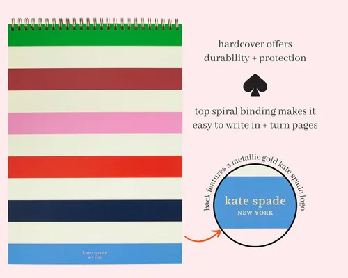 Miniatura 6 de Kate Spade New York Cuaderno Grande de Rayado Universitario, Cuaderno de Espiral Superior con 160 Páginas, Bloc de Escritura de 11.75" x 8.5", Rayas