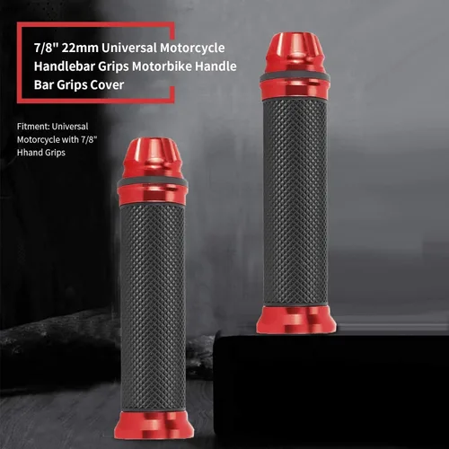 Miniatura 5 de Agarraderas universales para manillar de motocicleta CNC de goma de aluminio para mango de bicicleta de 7/8 pulgadas (rojo)