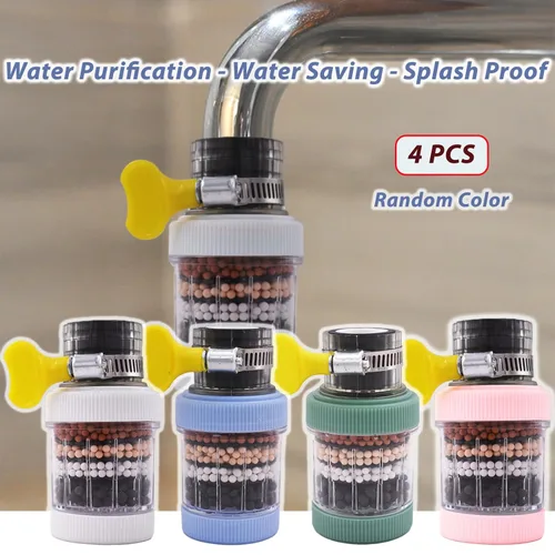 Miniatura 6 de Paquete de 4 filtros de montaje en grifo, filtro de agua para grifo de cocina, purificador de filtración de grifo de cocina para cocina y baño
