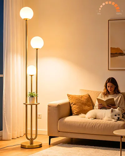 Miniatura 18 de Lightdot Lámpara de pie rosa regulable de 60 pulgadas, lámparas de pie de mediados de siglo con 3 bombillas G9 de 3000 K de color blanco cálido
