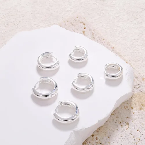Miniatura 2 de CONRAN KREMIX Aretes de aro pequeños y gruesos de oro, ligeros, para mujeres y niñas