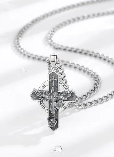 Miniatura 140 de CELESTIA Medallas de plata de ley 925 San Miguel/San Cristóbal/San Benito/San Gabriel/Virgen María/Jesús/Caravaca/Metatrón/Sello de los Siete
