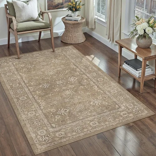 Miniatura 91 de PureCozy - Alfombra de área beige de 8 x 10, lavable, vintage, alfombra para sala de estar, dormitorio, gran alfombra suave retro de pelo bajo