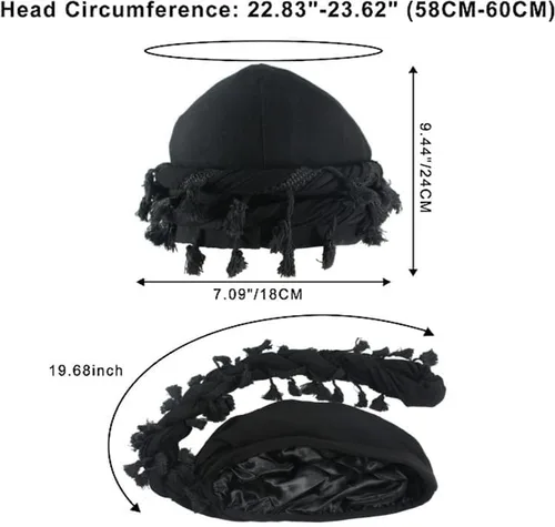 Miniatura 4 de Gturytr Turbante para hombre, turbante vintage con forro de satén Durag, turbante de halo para mujer, turbante modal y satén
