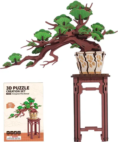 Rowood Rompecabezas de madera 3D para adultos, Día de la Madre, árbol bonsái de pino, colección botánica, juego de construcción para decoración del