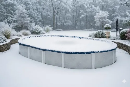 Miniatura 6 de Winter Block Cubierta de Invierno para Piscina Sobre el Suelo, Se Adapta a Ovalada de 12' x 18', Azul Sólido – Incluye Cabrestante y Cable
