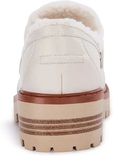 Miniatura 6 de VETASTE Mocasines clásicos de tacón grueso con plataforma y suela de lengüeta para mujer, con puntera redonda, zapatos Oxford con cadena de metal