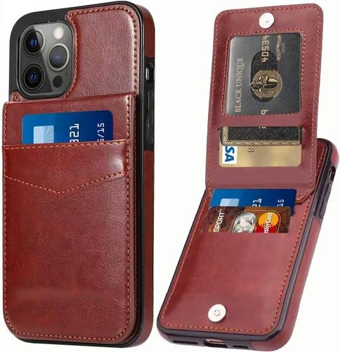 Miniatura 8 de Funda tipo cartera para iPhone 13 Pro Max con tarjetero para mujeres y hombres, de piel sintética, para iPhone 13 Pro Max de 6.7 pulgadas (azul)