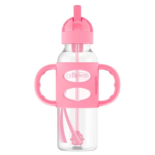Miniatura 12 de Dr. Brown's Milestones - Vaso entrenador con popote estrecho y asas de silicona 100%, a prueba de derrames, con popote ponderado, 8 onzas/250 mL