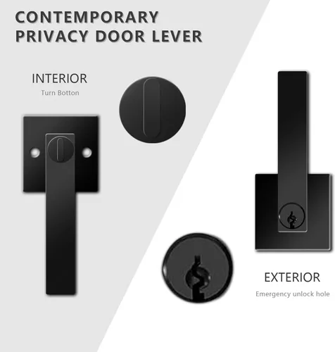 Miniatura 4 de Manija de puerta negra mate resistente, manija de puerta de entrada con llave igual, pomos de puerta con cerradura y llave, manija de puerta Negro
