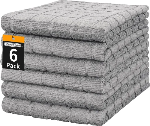 Toallas de Baño de Mano de Microfibra, Paquete de 6 de 25 x 15 pulgadas Toallas de Mano Grises para Baño, Multiusos de Secado Rápido Sin Pelusas