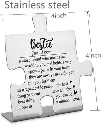 Miniatura 6 de FOKCBOCM Letrero decorativo, regalo de amistad de mejor amiga de acero inoxidable, 3.3 x 3.0 pulgadas