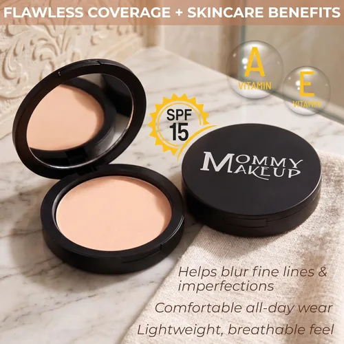 Miniatura 4 de Mineral Dual Powder - Base mineral prensada 4 en 1 con SPF 15 para un brillo impecable, sin aceite, sin talco, sin gluten, 0.45 onzas