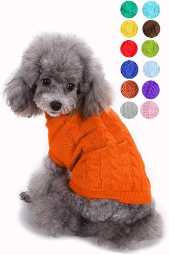 Miniatura 11 de Suéter para perro, cálido y suave, mediano (pecho 16-18 pulgadas), rosa, cuello alto clásico, lavable a máquina, invierno, unisex, sólido