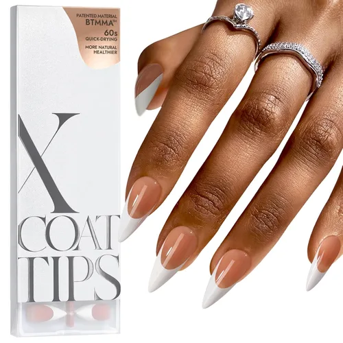 Miniatura 28 de BTArtboxnails XCOATTIPS - Uñas a presión, puntas cortas de almendra con gel de uñas, dúo protector francés, lámpara de uñas, gel suave todo en uno