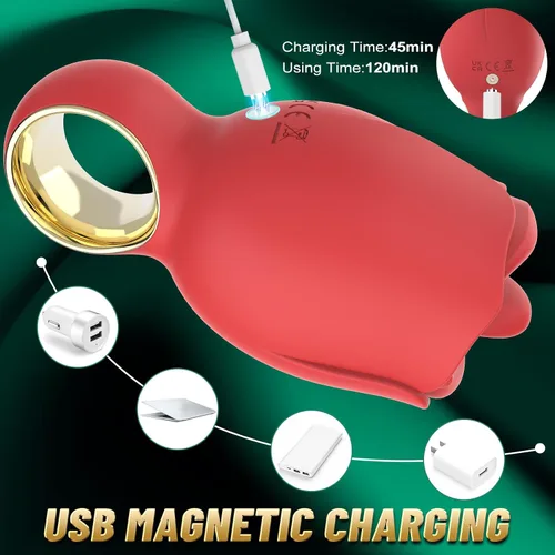 Miniatura 5 de Vibrator Rose Sex Toy - Adult Toys with 360° Rotated Licking Tongue, Female Vibrator for Clitoral Nipple Stimulation