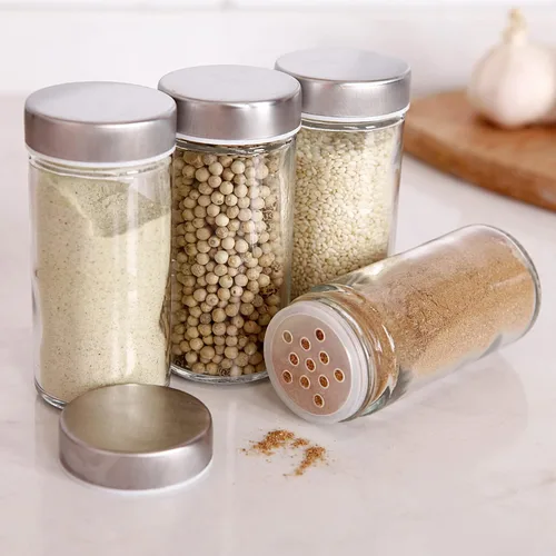 Miniatura 4 de Tianifa 6 piezas de tarros para especias de vidrio/botellas para estante giratorio de especias - 3 onzas recipientes redondos vacíos con tapas