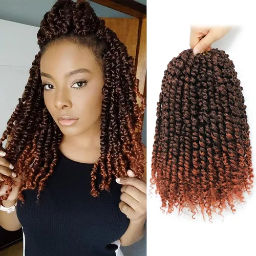 Miniatura 21 de Fulcrum Cabello Passion Twist de 6 pulgadas, 8 paquetes de cabello de ganchillo Passion Twist para mujeres negras, cabello pretrenzado de ganchillo