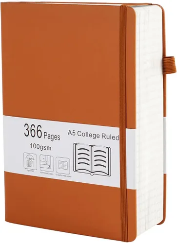 Miniatura 14 de Cuaderno grueso de rayas universitarias con 366 páginas numeradas, diarios A5 para escribir con papel rayado de 100GSM, cuadernos de cuero de tapa