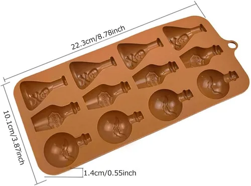Miniatura 3 de Molde de silicona con forma de calavera de Halloween, murciélago, bruja, fantasma, bandeja de molde de calabaza, cabeza de calavera, gato