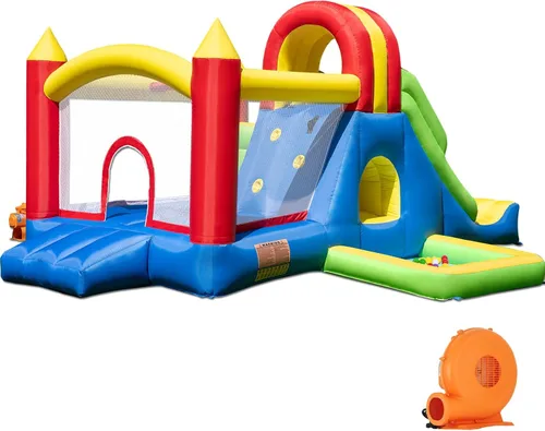 HuaKastro Casa de rebote grande para niños grandes – Parque inflable con tobogán alto, pared de escalada, piscina de agua, pozo de bolas rebotantes,