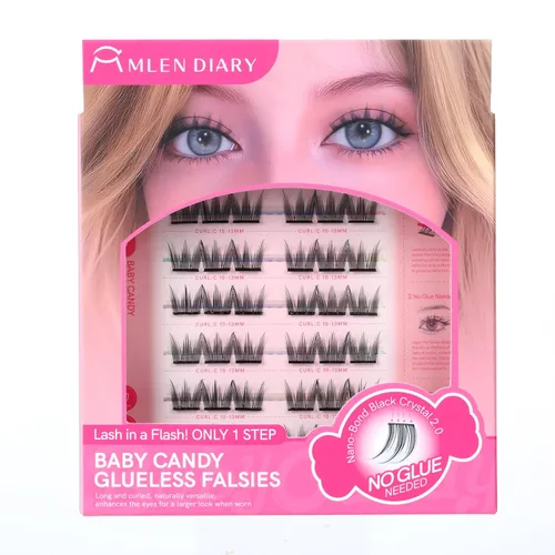 Miniatura 8 de MLEN DIARY 132 racimos de pestañas de ojo de zorro, pestañas de ojo de gato, extensiones de pestañas individuales con pestañas inferiores, rizo 4D